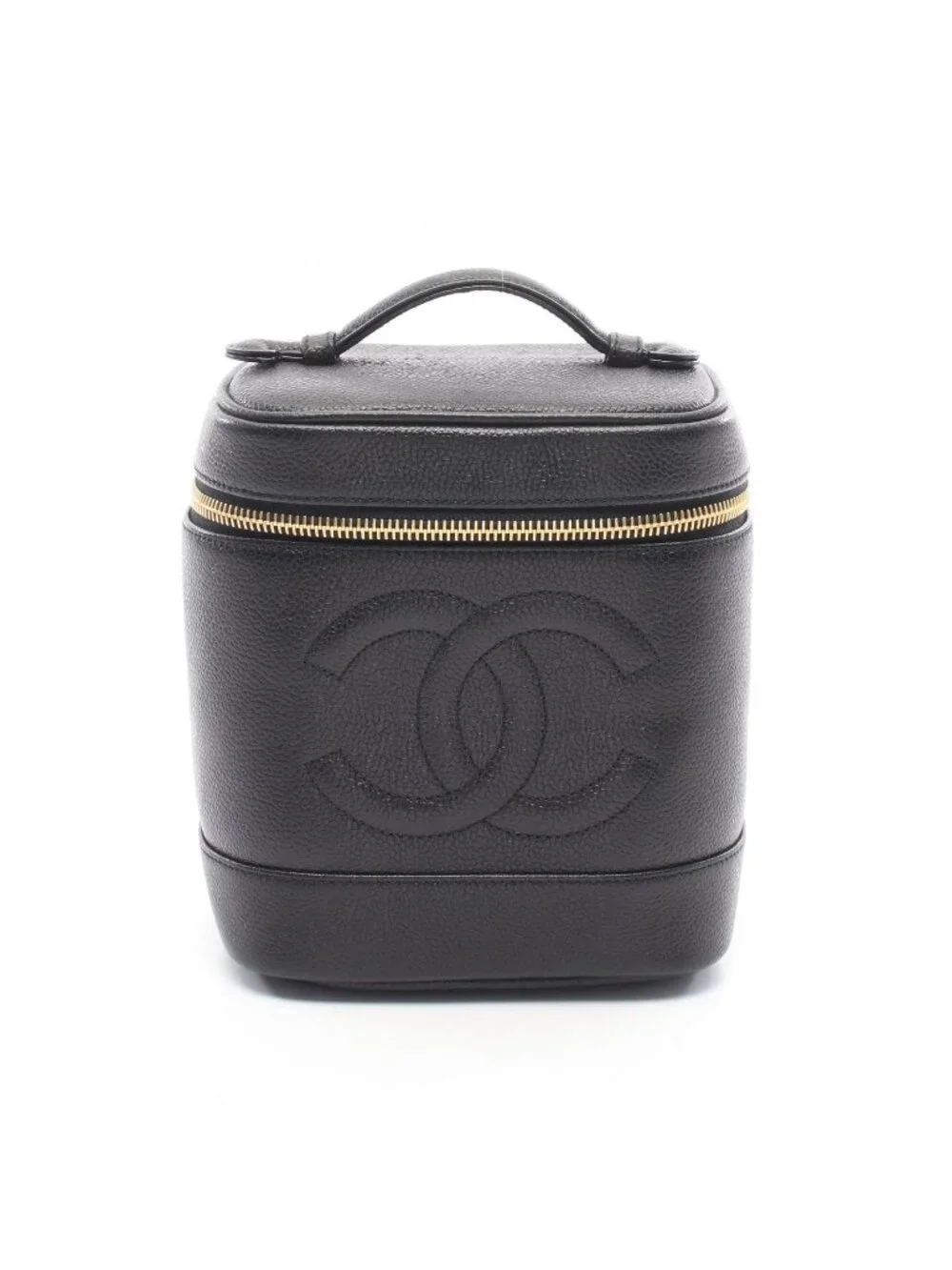 Chanel Handbag CC Logo Black Caviar Leather